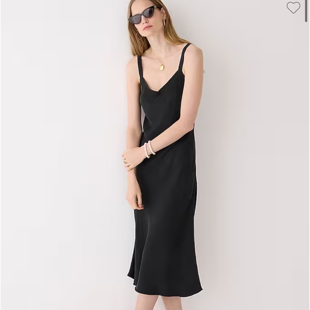 JCREW black Gwyneth V-neck slip dress in cupro blend